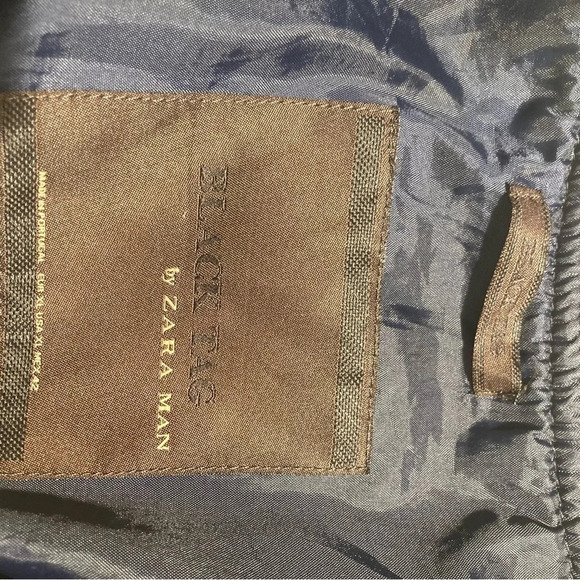 ZARA MAN Sz XL Black Tag Tapestry Jacquard Mix Media Slim Fit Bomber Jacket - Picture 10 of 13